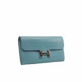 thumbnail constance long wallet 3Z blue saint cyr phw crocodile X stamp - L'UXE LINK