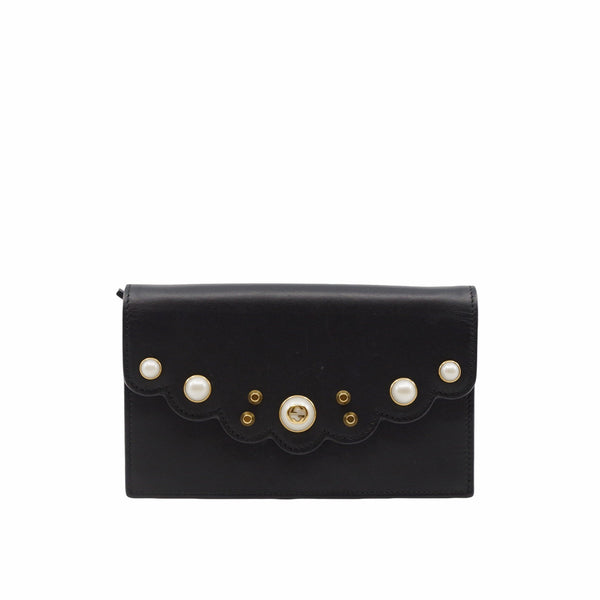 CLUTCH BAG MARMONT LEATHER black pearl  ghw - L'UXE LINK