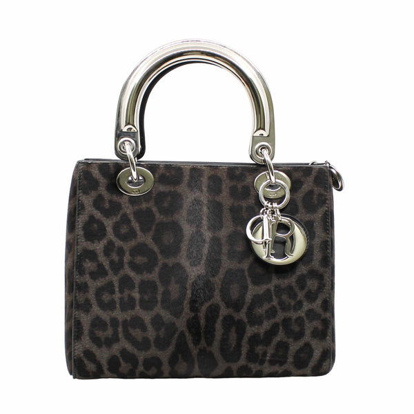 lady dior medium  lepard print horse fur phw - L'UXE LINK