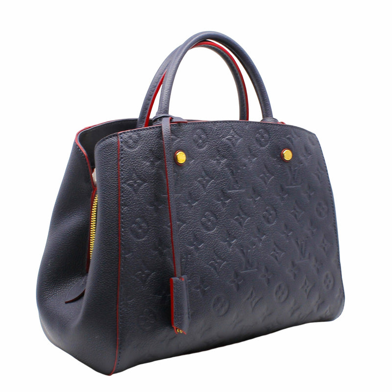 montaigne tote medium leather navy ghw - L'UXE LINK