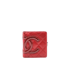 Cambon CC Bifold Quilted Lambskin Wallet Red