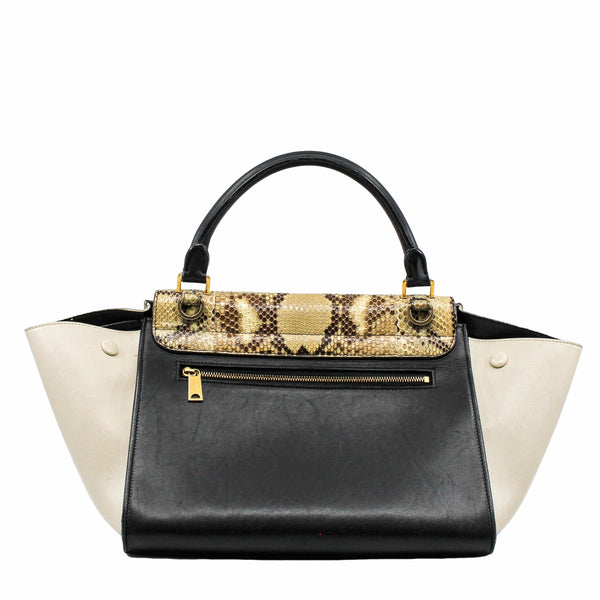 trapeze  flap bag snake black and beige ghw - L'UXE LINK