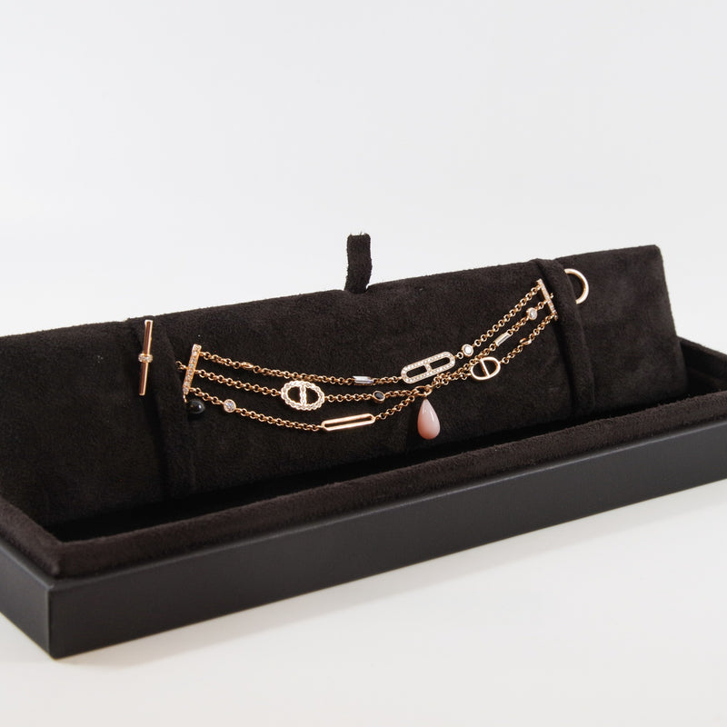 d'ancre 18k rg bracelet with diamonds amd pink jade