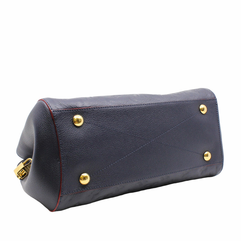 montaigne tote medium leather navy ghw - L'UXE LINK