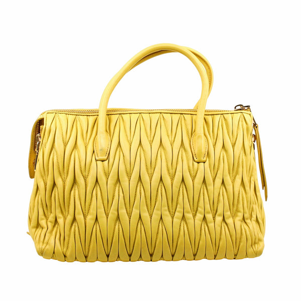 tote lambskin yellow with strap ghw - L'UXE LINK