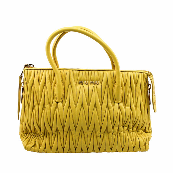 tote lambskin yellow with strap ghw - L'UXE LINK