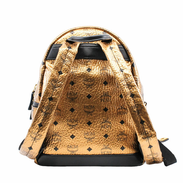 Metallic Visetos Studded Small Dual Stark Backpack Gold ghw