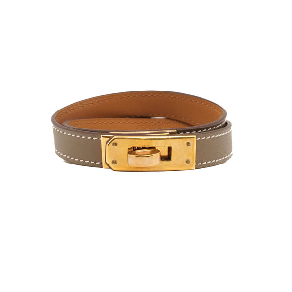 kelly bracelet etoupe ghw double leather - L'UXE LINK