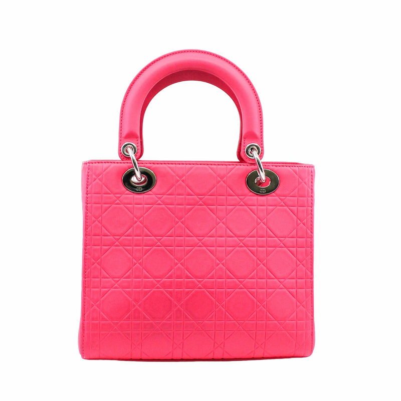 dior lady medium  calf skin matt pink phw - L'UXE LINK