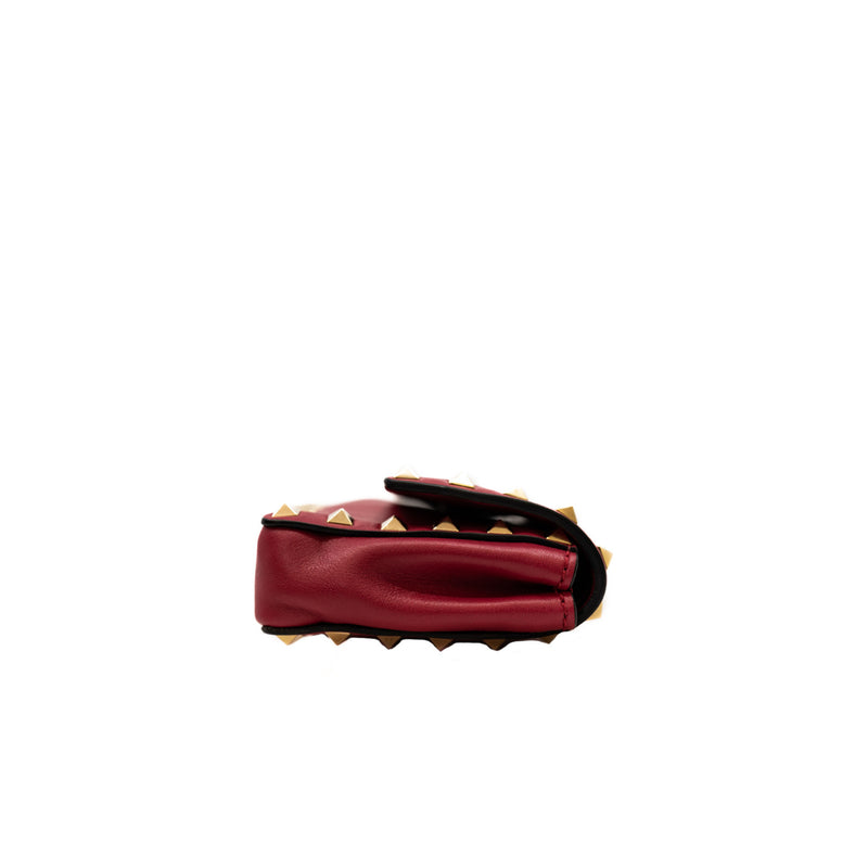 long clutch with stads bangle handle in leather rosepink ghw