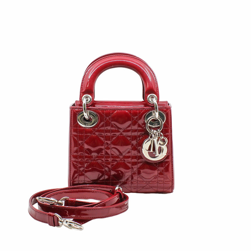 lady dior mini red patent phw