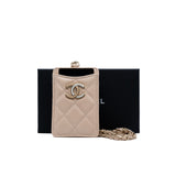 thumbnail card holder with chain in caviar beige ghw seri 31 - L'UXE LINK