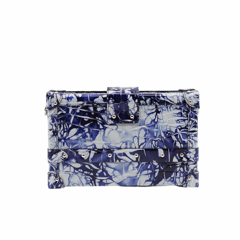 PETITE MALLE CROCODILE blue and white PHW - L'UXE LINK