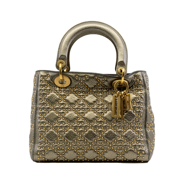 lady dior medium gold with studs - L'UXE LINK