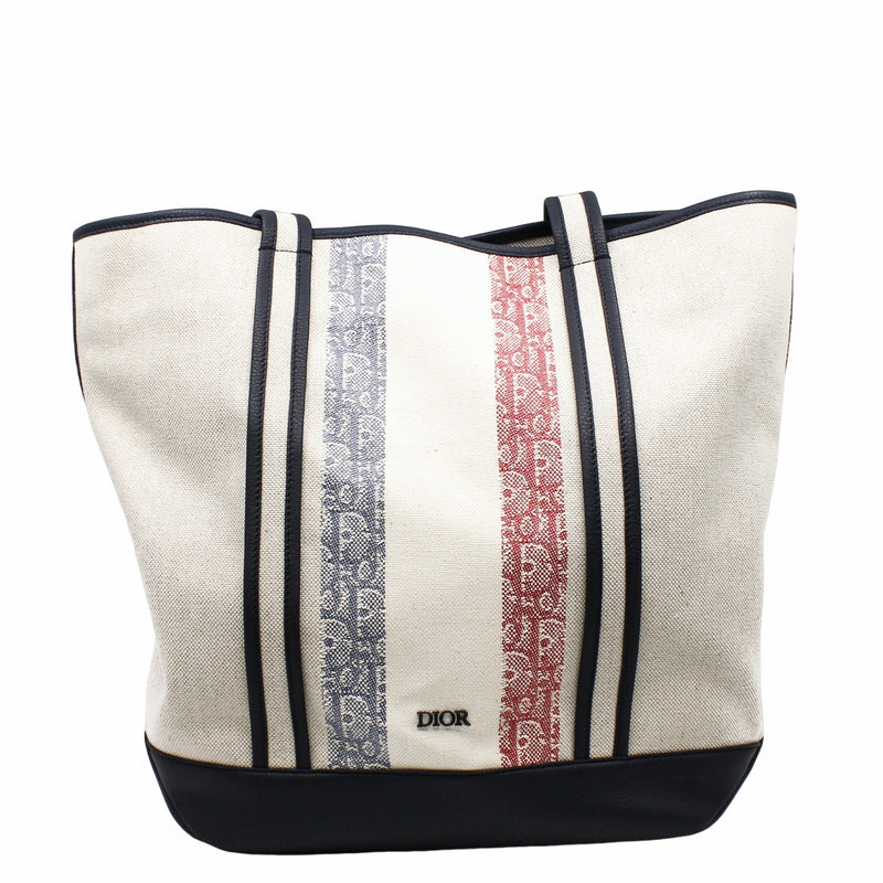 TOTE navy with beige fabric red line with strap
