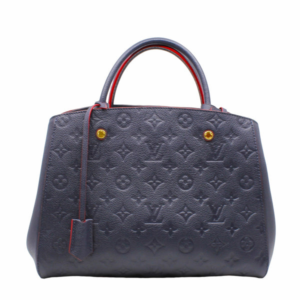 montaigne tote medium leather navy ghw - L'UXE LINK