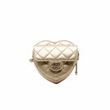 thumbnail mini heart zip chain belt bag in shinning gold lambskin ghw #31 - L'UXE LINK