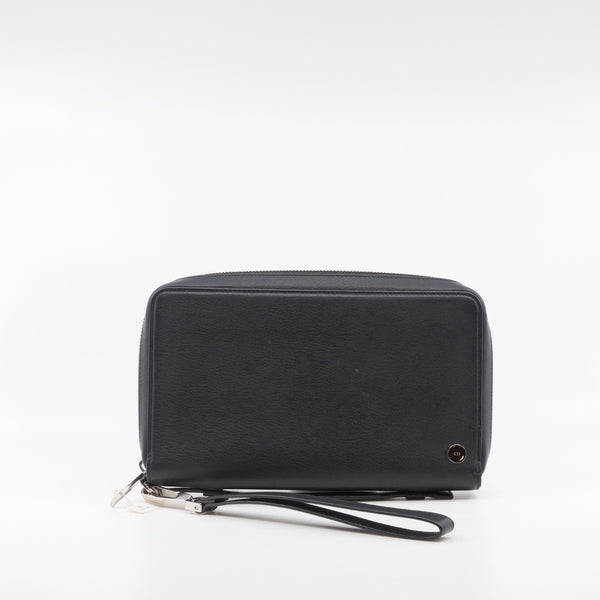 men long wallet with strap  leather black phw - L'UXE LINK