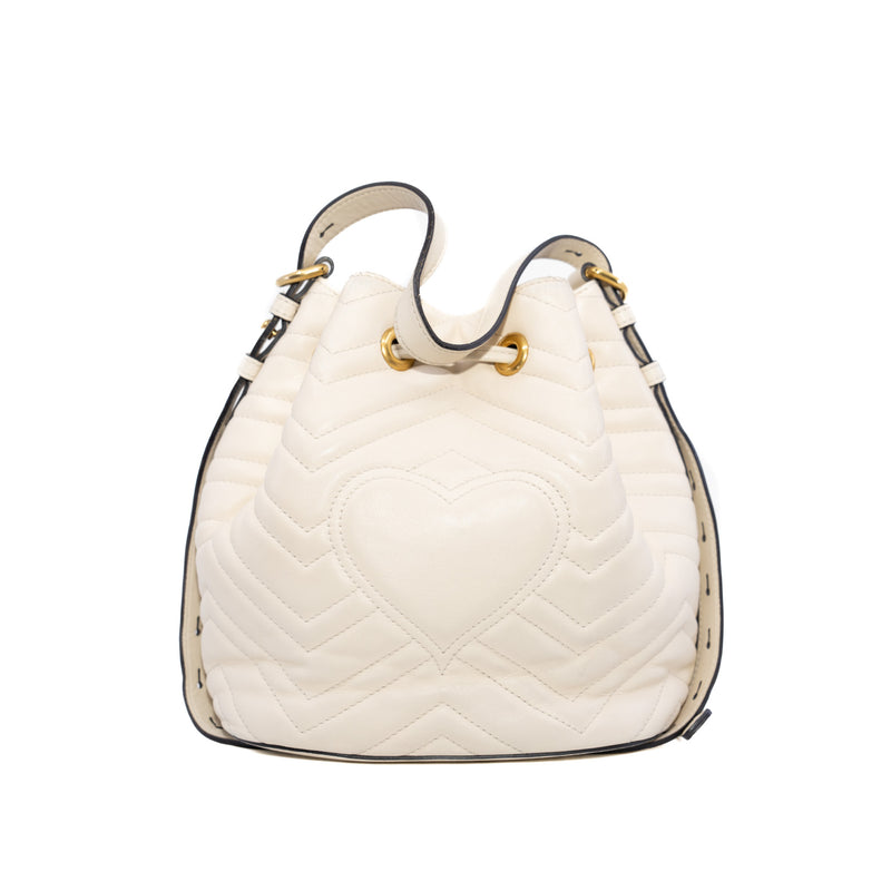 marmont tote in leather white ghw - L'UXE LINK