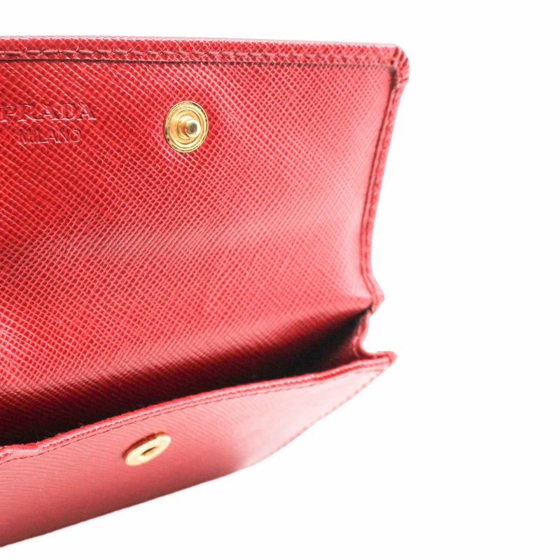 card holder leather saffiano red ghw