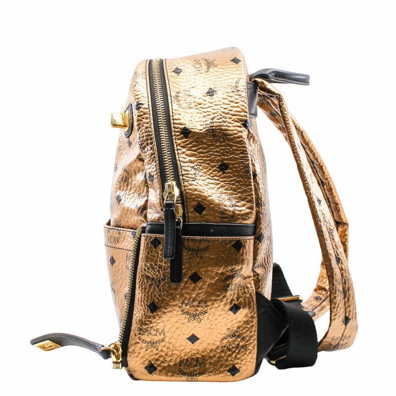 Metallic Visetos Studded Small Dual Stark Backpack Gold ghw