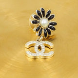 thumbnail medium cc ogo crystal pandent flower pearl earring in light ghw - L'UXE LINK