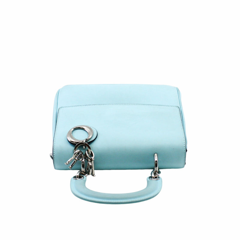 BE DIOR FLAP BAG MINI LEATHER BLUE  PHW