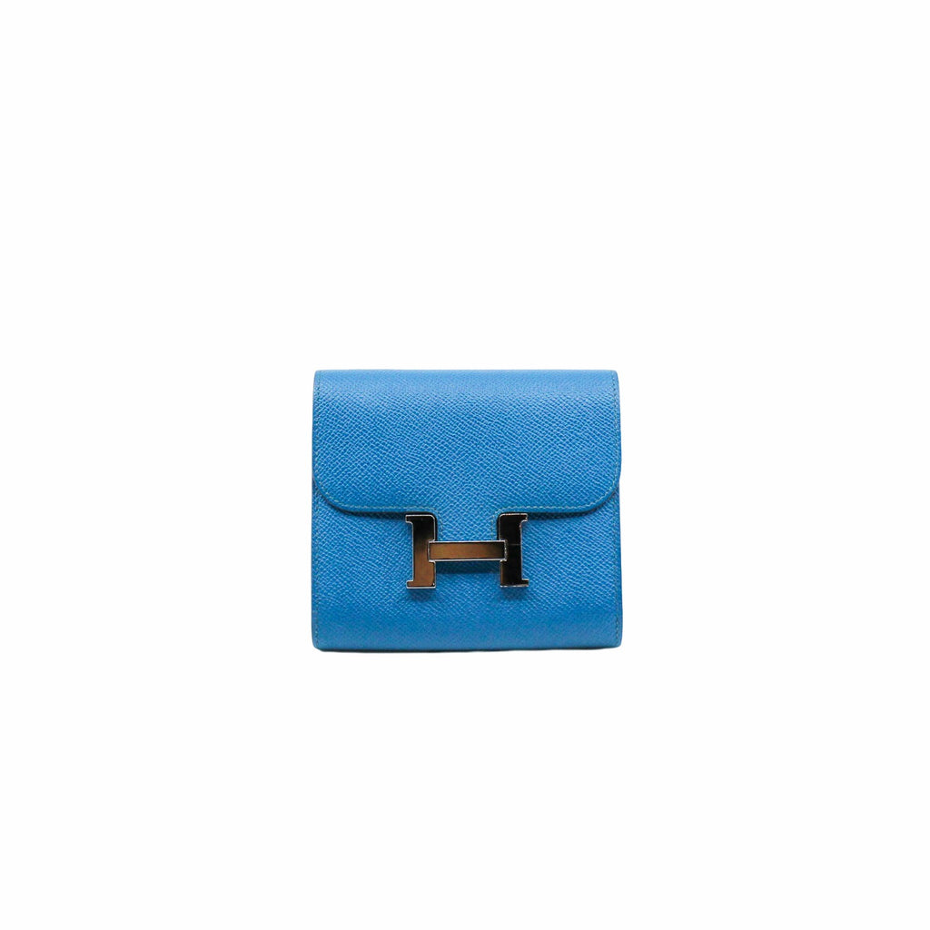 Blue Hermes Constance Compact Wallet