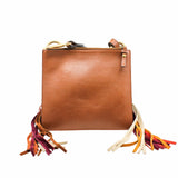 thumbnail Jane Fringe Bag Small Calfskin Suede Rainbow Patchwork Caramel - L'UXE LINK