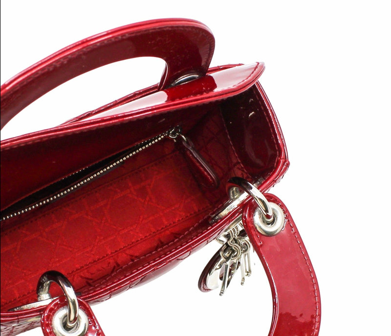 lady dior mini red patent phw