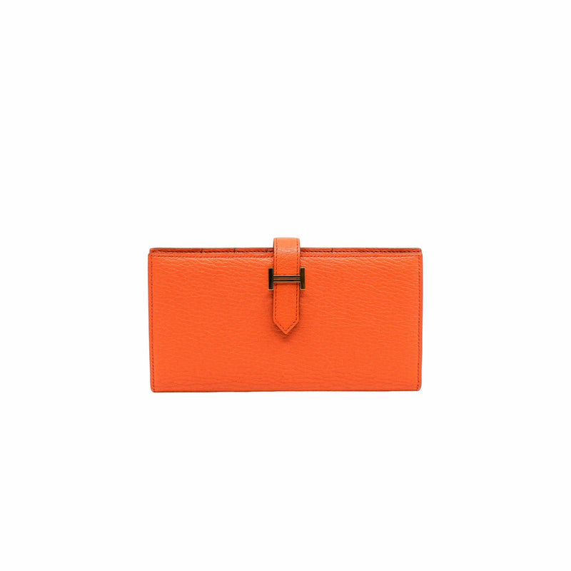 bearn long wallet orange ghw A stamp - L'UXE LINK