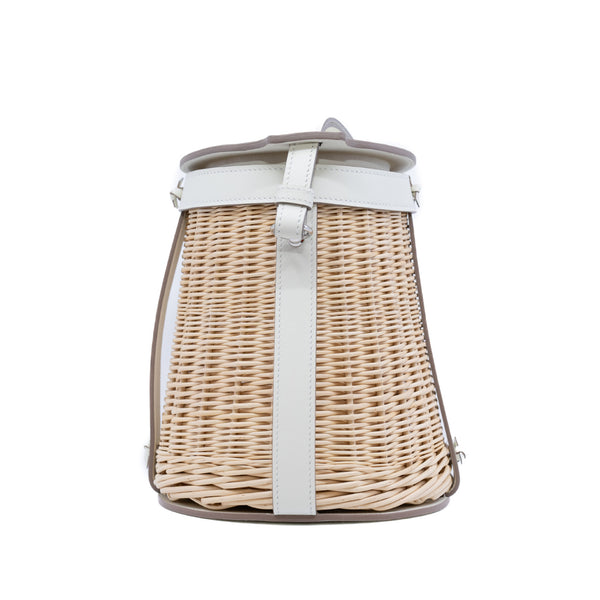 picnic bucket bag in Bamboo weaving/leather nata B stamp - L'UXE LINK