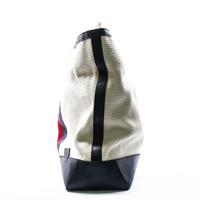 large tote in fabirc white/red/blue