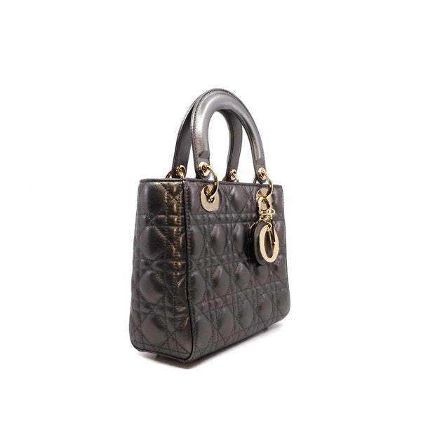 lady dior medium calf skin in grey ghw with strap - L'UXE LINK