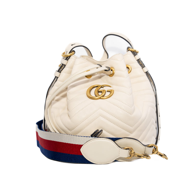 marmont tote in leather white ghw - L'UXE LINK