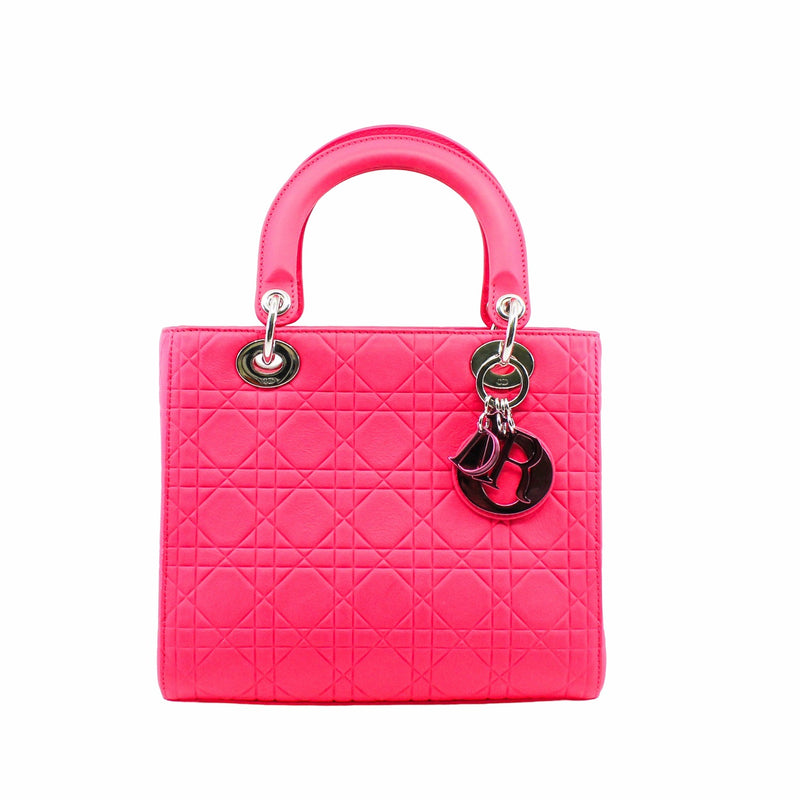 dior lady medium  calf skin matt pink phw - L'UXE LINK