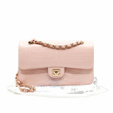 thumbnail CLASSIC DOUBLE FLAP BAG MEDIUM crocodile light pink GHW seri 23 - L'UXE LINK