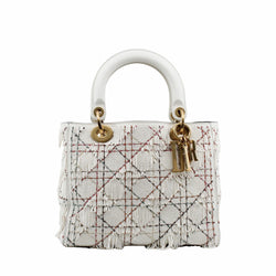 dior lady  Medium Tassel beaded white ghw