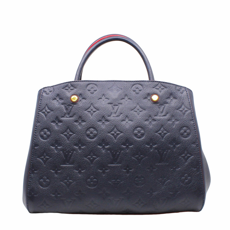 montaigne tote medium leather navy ghw - L'UXE LINK