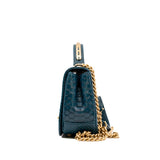 thumbnail top handle flap bag in snake lake blue ghw seri 24 - L'UXE LINK