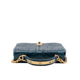 thumbnail top handle flap bag in snake lake blue ghw seri 24 - L'UXE LINK