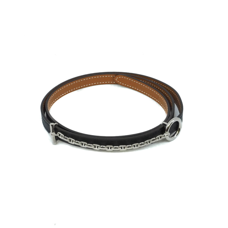 13mm Carrousel belt buckle & Reversible leather strap  in epsom black/gold phw - L'UXE LINK