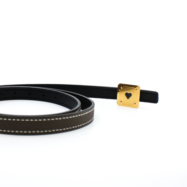 13mm lady belt in etoupe color with heart buckle size 80