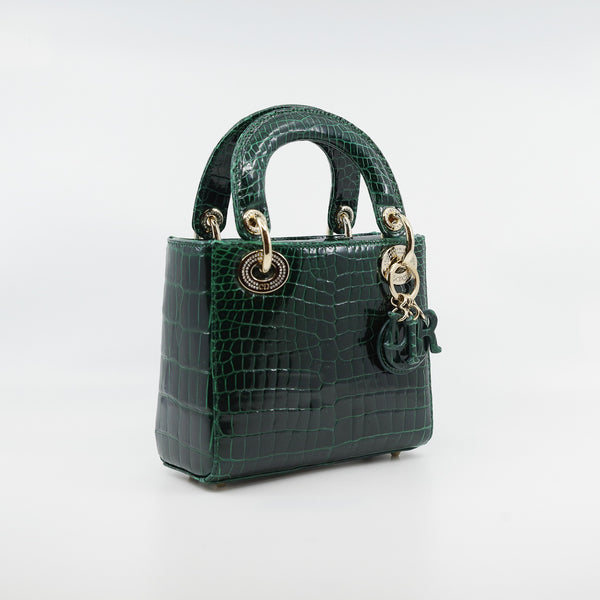 mini lady aligator green phw with crystal - L'UXE LINK