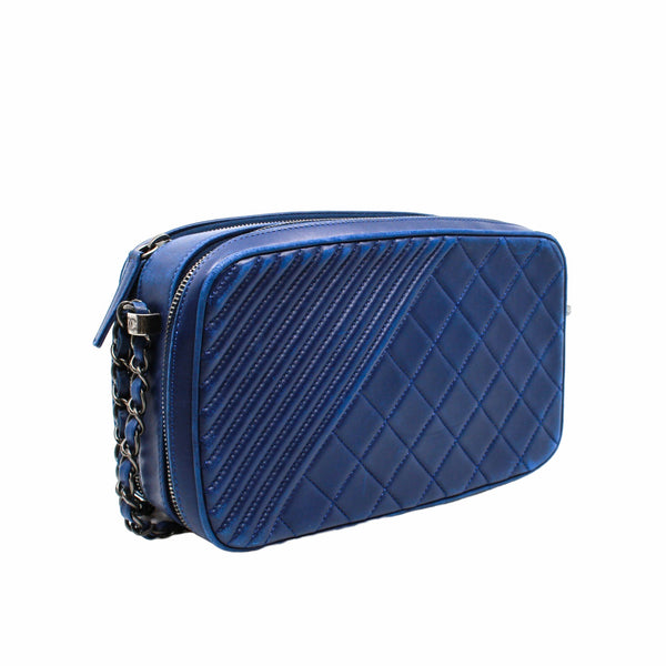 camera bag lamb skin with chain navy seri 20 - L'UXE LINK