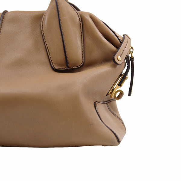 Two-way Shoulder Handbag Leather Brown