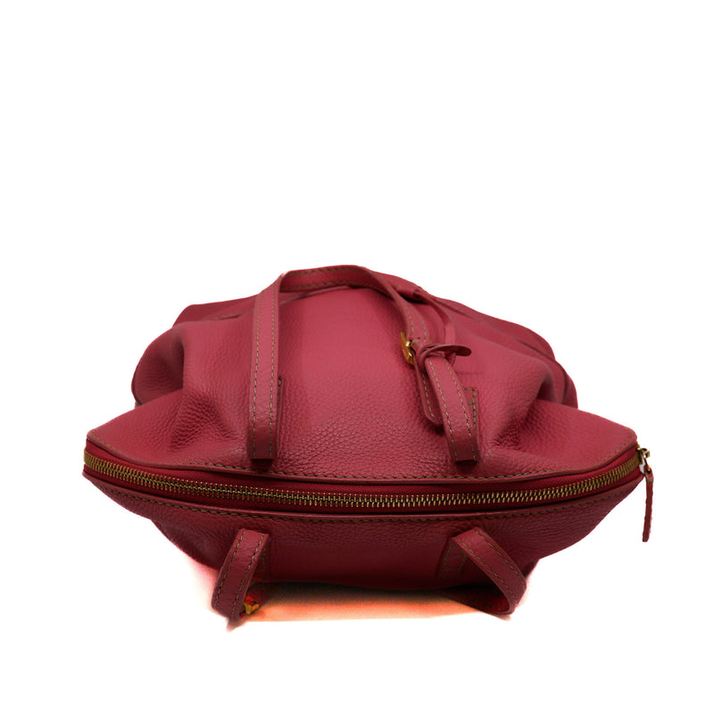 calfskin tote bag in pink red color