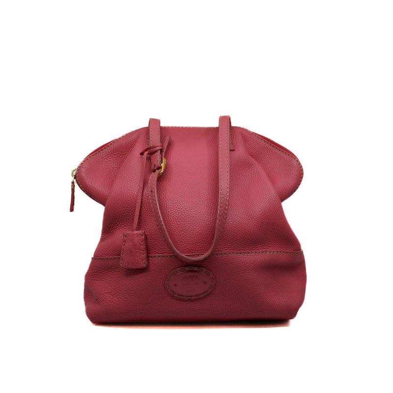 calfskin tote bag in pink red color