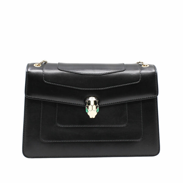 double flap serpenti black chain bag ghw - L'UXE LINK