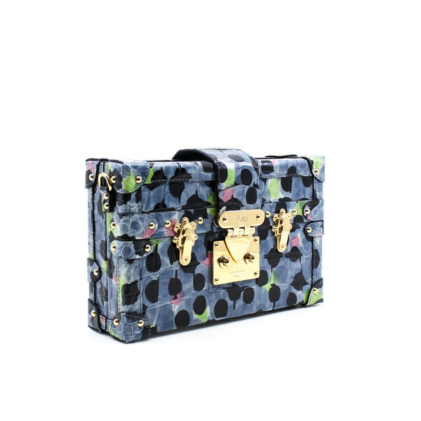 petite malles crocodile ghw in gray blue mix black pink green dots - L'UXE LINK